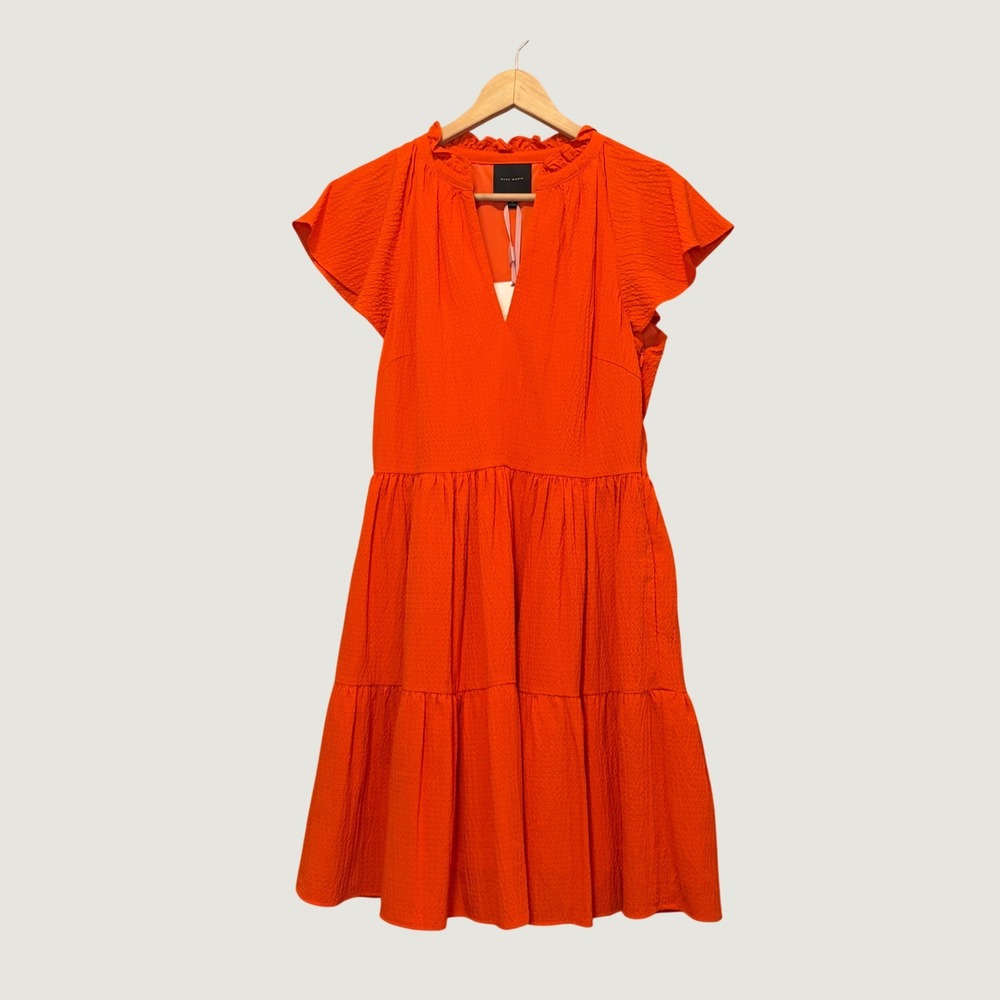Alex Marie Vanya Tiered Dress Women 8 Orange Peasant Prairie V-Neck 10948DR